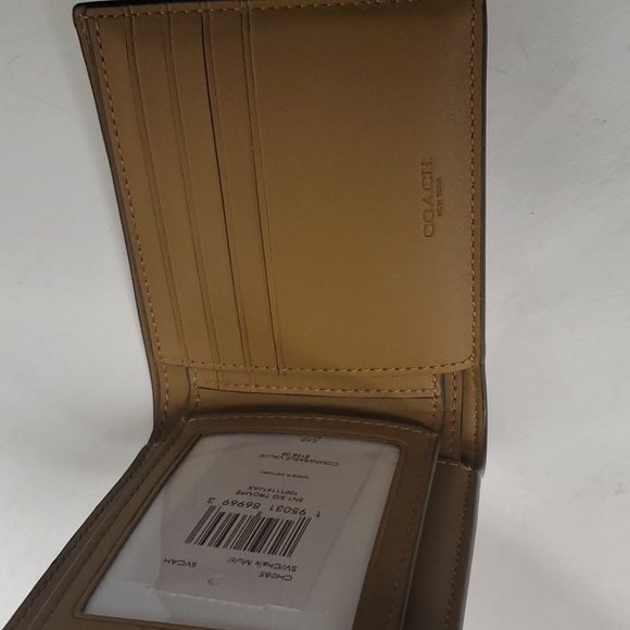 Coach CH085 3 In 1 Wallet Signature Canvas W/Trompe L'oeil Print SV/Chalk Multi - Picture 4 of 12